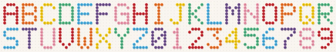Alphabet et chiffres en perles à repasser, lettres de 5 × 7 perles