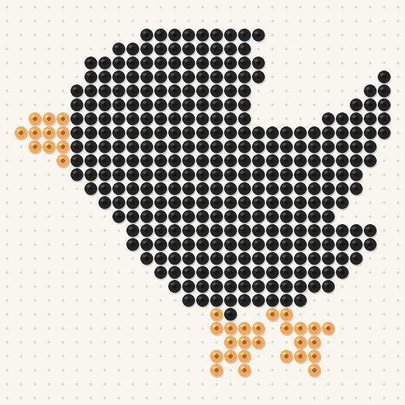 Modèle de perles à repasser corbeau sur une plaque de 29 × 29