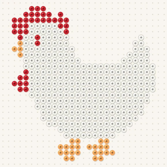 Modèle de perles à repasser coq sur une plaque de 29 × 29