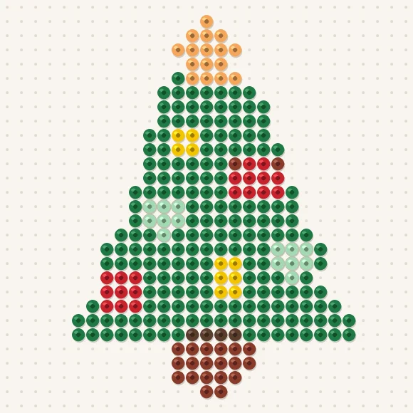 Modèle de perles à repasser sapin de noël sur une plaque de 29 × 29