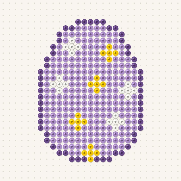 Modèle de perles à repasser œuf de pâques à pois sur une plaque de 29 × 29