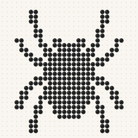 Modèle de perles à repasser araignée sur une plaque de 29 × 29