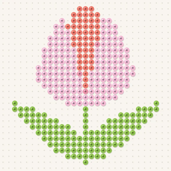 Modèle de perles à repasser tulipe sur une plaque de 29 × 29