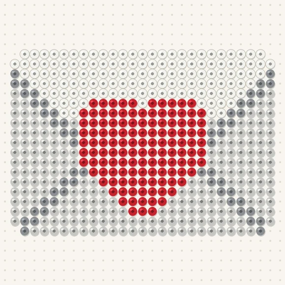 Modèle de perles à repasser lettre d'amour sur une plaque de 29 × 29