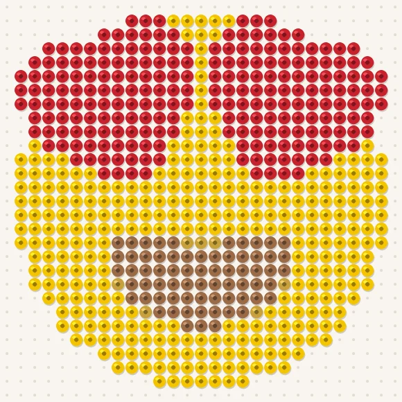 Modèle de perles à repasser smiley aux yeux en cœur sur une plaque de 29 × 29