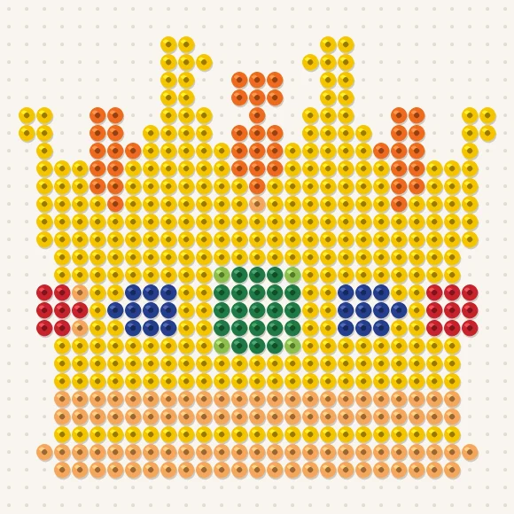 Modèle de perles à repasser couronne sur une plaque de 29 × 29