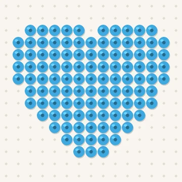 Petit modèle de perles à repasser cœur bleu, 15 × 15 perles