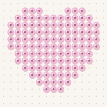Petit modèle de perles à repasser cœur rose, 15 × 15 perles