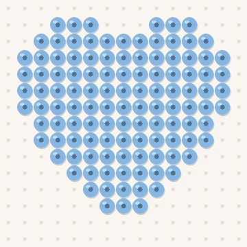 Petit modèle de perles à repasser cœur bleu clair, 15 × 15 perles