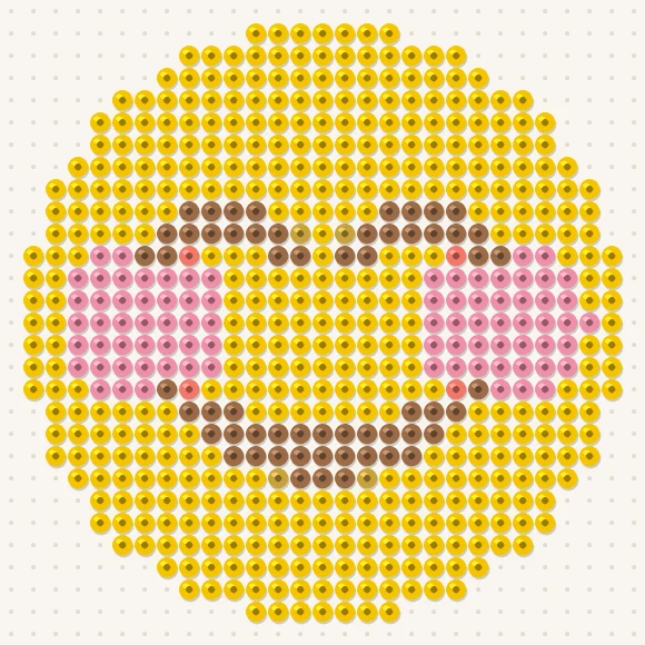 Modèle de perles à repasser smiley timide sur une plaque de 29 × 29