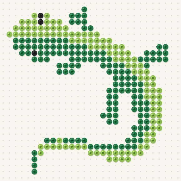 Modèle de perles à repasser lézard sur une plaque de 29 × 29