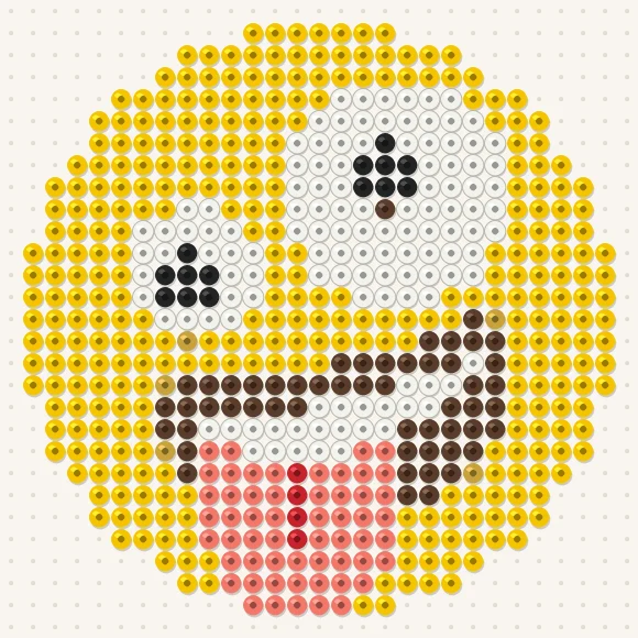 Modèle de perles à repasser smiley fou sur une plaque de 29 × 29