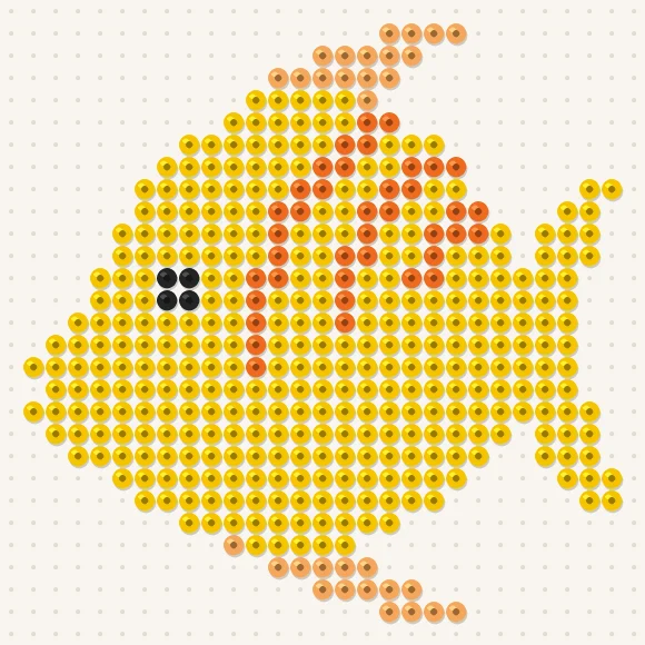 Modèle de perles à repasser poisson tropical sur une plaque de 29 × 29