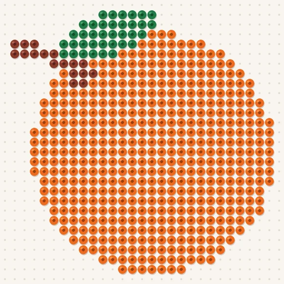 Modèle de perles à repasser orange sur une plaque de 29 × 29