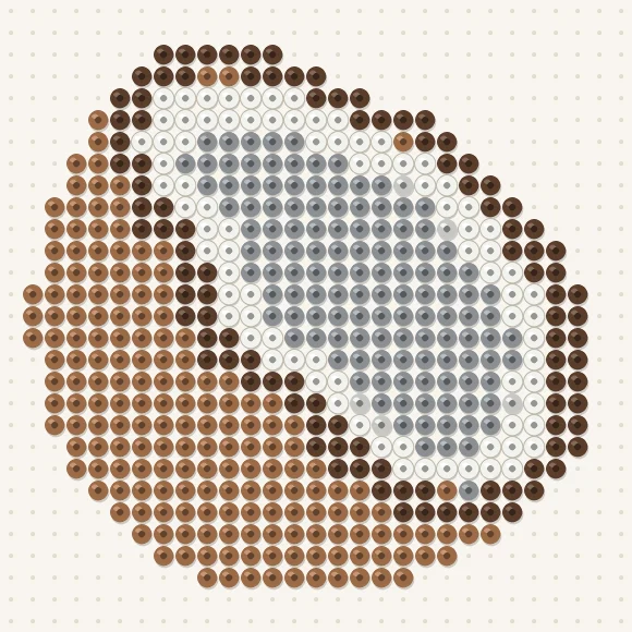 Modèle de perles à repasser noix de coco sur une plaque de 29 × 29