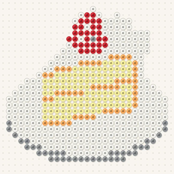 Modèle de perles à repasser part de gâteau sur une plaque de 29 × 29
