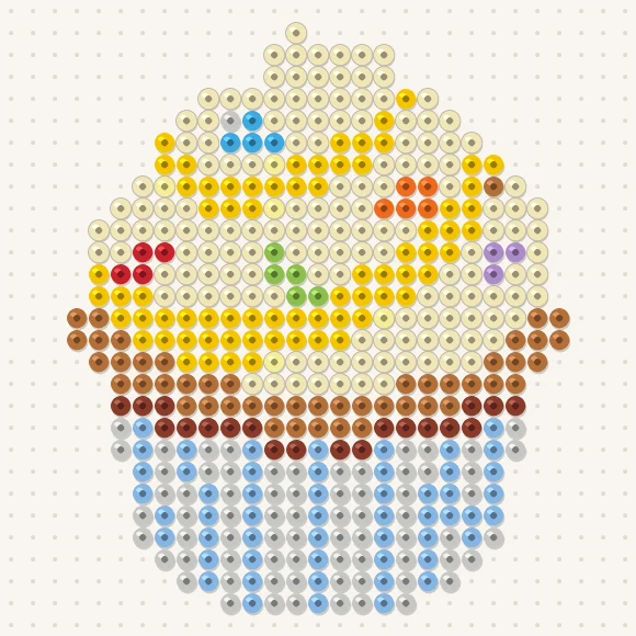 Modèle de perles à repasser cupcake sur une plaque de 29 × 29
