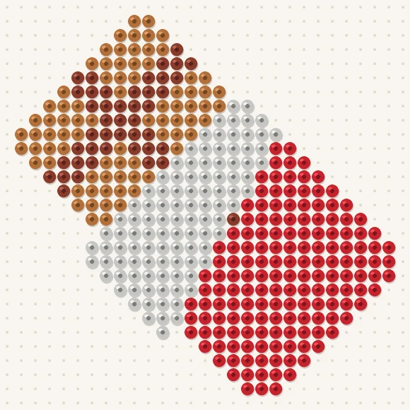 Modèle de perles à repasser tablette de chocolat sur une plaque de 29 × 29