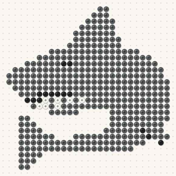 Modèle de perles à repasser requin sur une plaque de 29 × 29