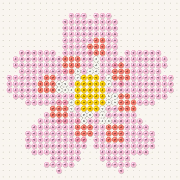 Modèle de perles à repasser fleur de cerisier sur une plaque de 29 × 29
