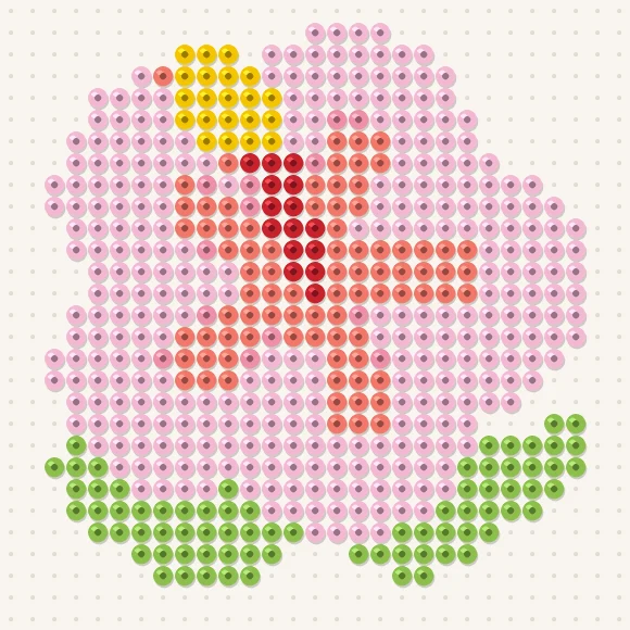Modèle de perles à repasser hibiscus sur une plaque de 29 × 29
