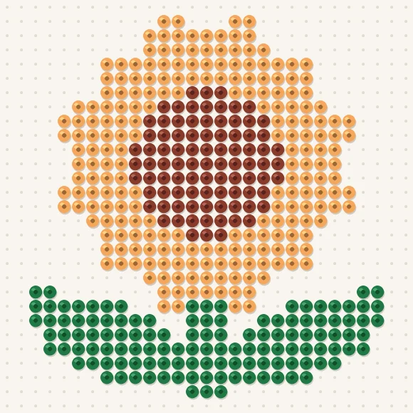 Modèle de perles à repasser tournesol sur une plaque de 29 × 29