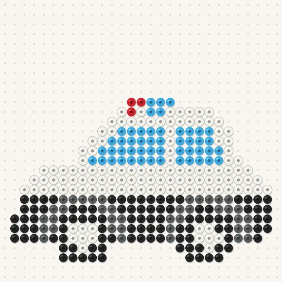 Modèle de perles à repasser voiture de police sur une plaque de 29 × 29