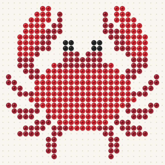 Modèle de perles à repasser crabe sur une plaque de 29 × 29