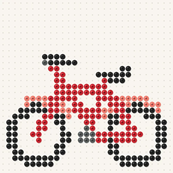 Modèle de perles à repasser vélo sur une plaque de 29 × 29