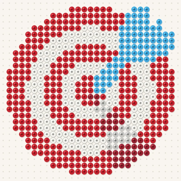 Modèle de perles à repasser cible sur une plaque de 29 × 29