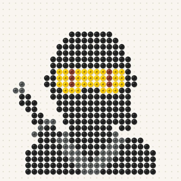Modèle de perles à repasser ninja sur une plaque de 29 × 29