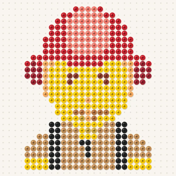 Modèle de perles à repasser pompier sur une plaque de 29 × 29
