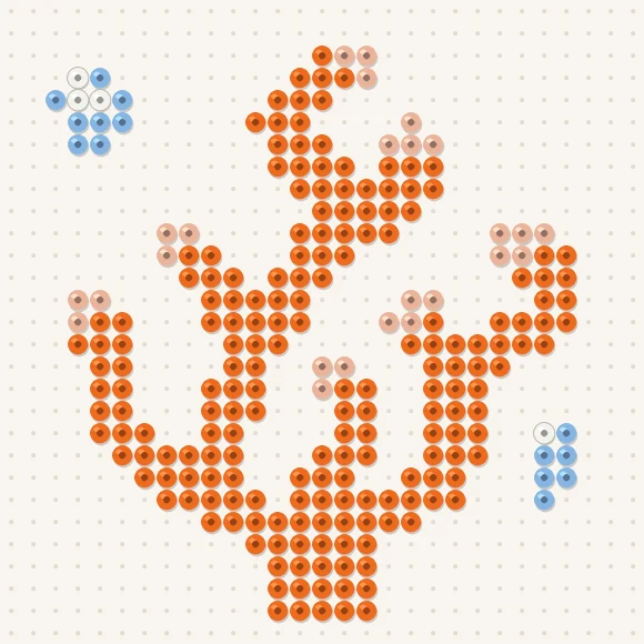 Modèle de perles à repasser corail sur une plaque de 29 × 29