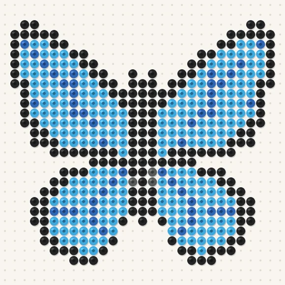 Modèle de perles à repasser papillon sur une plaque de 29 × 29