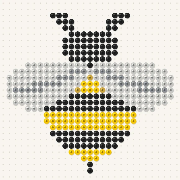 Modèle de perles à repasser abeille sur une plaque de 29 × 29