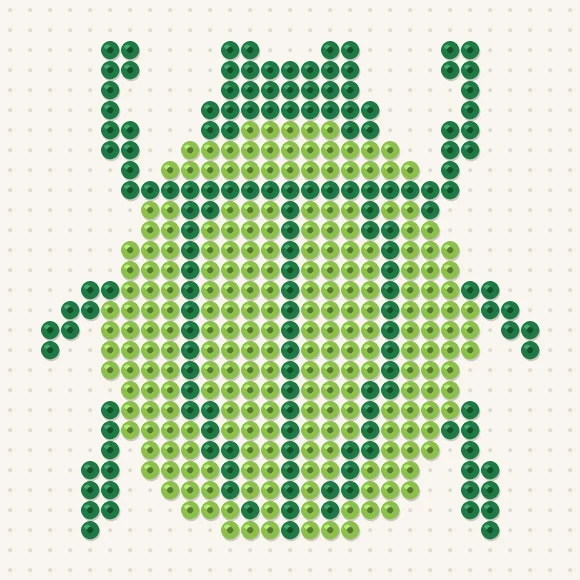 Modèle de perles à repasser scarabée sur une plaque de 29 × 29