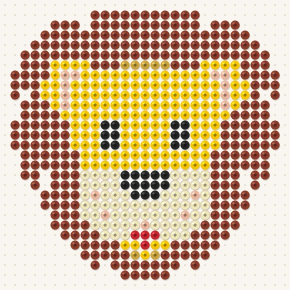 Modèle de perles à repasser lion sur une plaque de 29 × 29