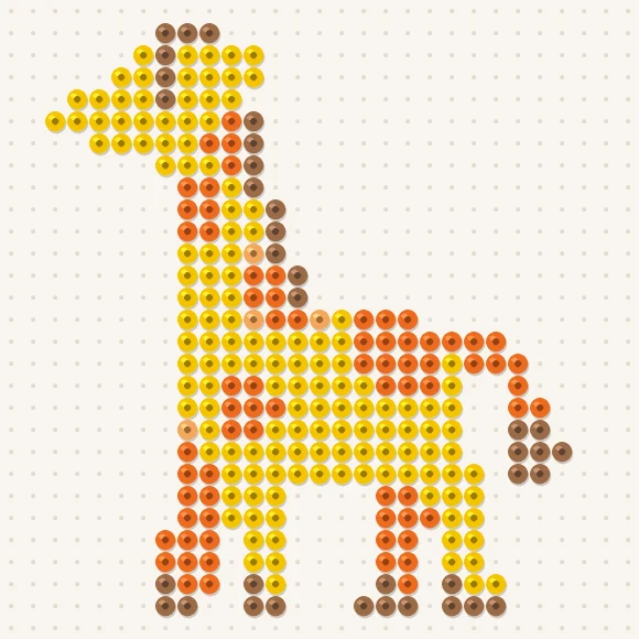 Modèle de perles à repasser girafe sur une plaque de 29 × 29