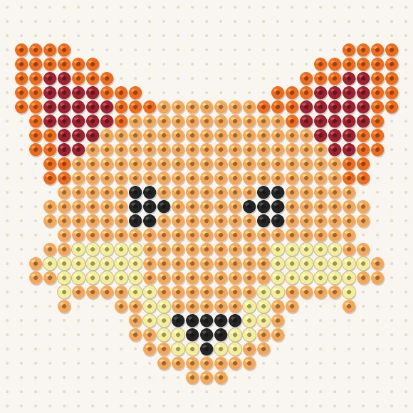 Modèle de perles à repasser renard sur une plaque de 29 × 29