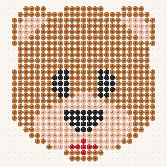 Modèle de perles à repasser ours sur une plaque de 29 × 29