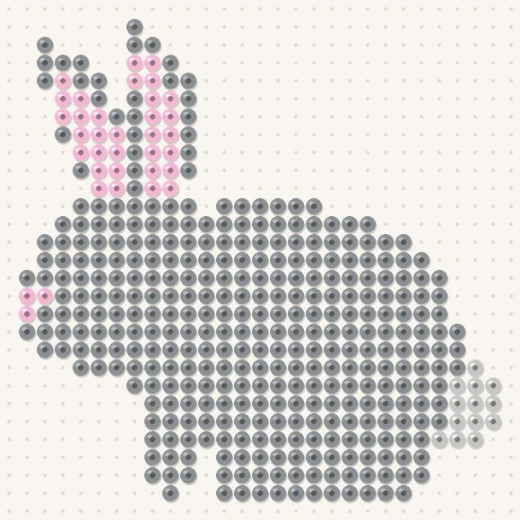 Modèle de perles à repasser lapin sur une plaque de 29 × 29