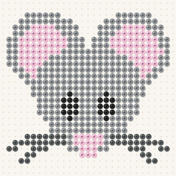 Modèle de perles à repasser tête de souris sur une plaque de 29 × 29