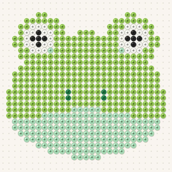 Modèle de perles à repasser grenouille sur une plaque de 29 × 29