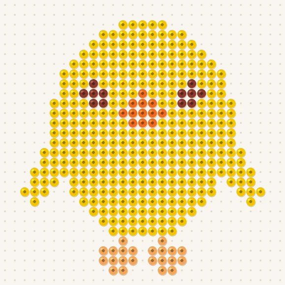 Modèle de perles à repasser poussin sur une plaque de 29 × 29