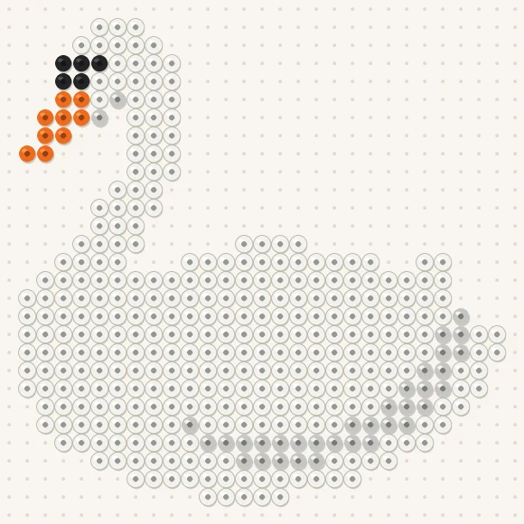 Modèle de perles à repasser cygne sur une plaque de 29 × 29