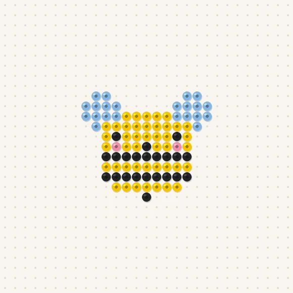 Modèle de perles à repasser abeille kawaii sur une plaque de 29 × 29