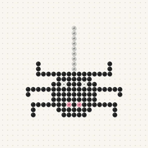 Modèle de perles à repasser araignée kawaii sur une plaque de 29 × 29