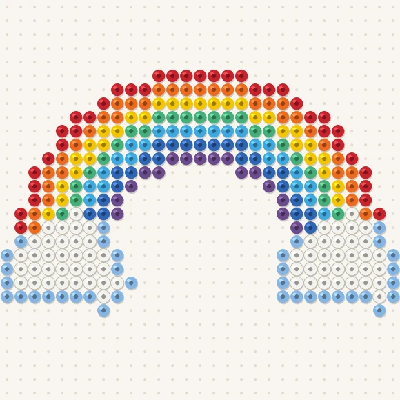 Modèle de perles à repasser arc-en-ciel et nuages sur une plaque de 29 × 29