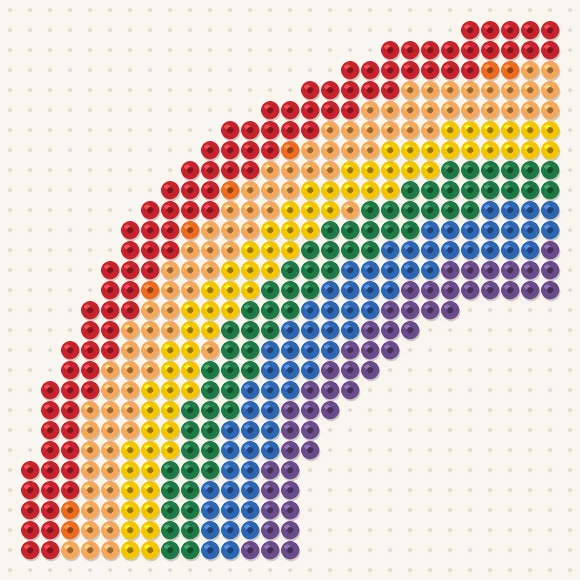Modèle de perles à repasser arc-en-ciel sur une plaque de 29 × 29