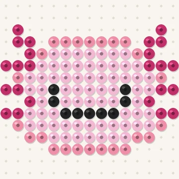 Petit modèle de perles à repasser axolotl kawaii, 15 × 15 perles